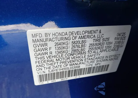 2025 Acura Mdx A-Spec from USA, damaged, VIN 5J8YE1H09SL033998